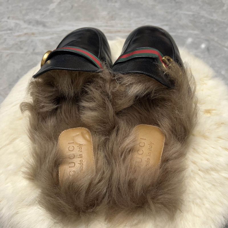 Gucci Gucci Princetown Black Fur Slide Sandals for Men 0079 Size US 8 / EU 41 - 3 Thumbnail
