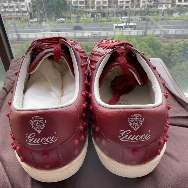 Gucci Gucci Red Studded Sneakers for Bold Style 0079 Size US 8.5 / EU 41-42 - 3 Thumbnail