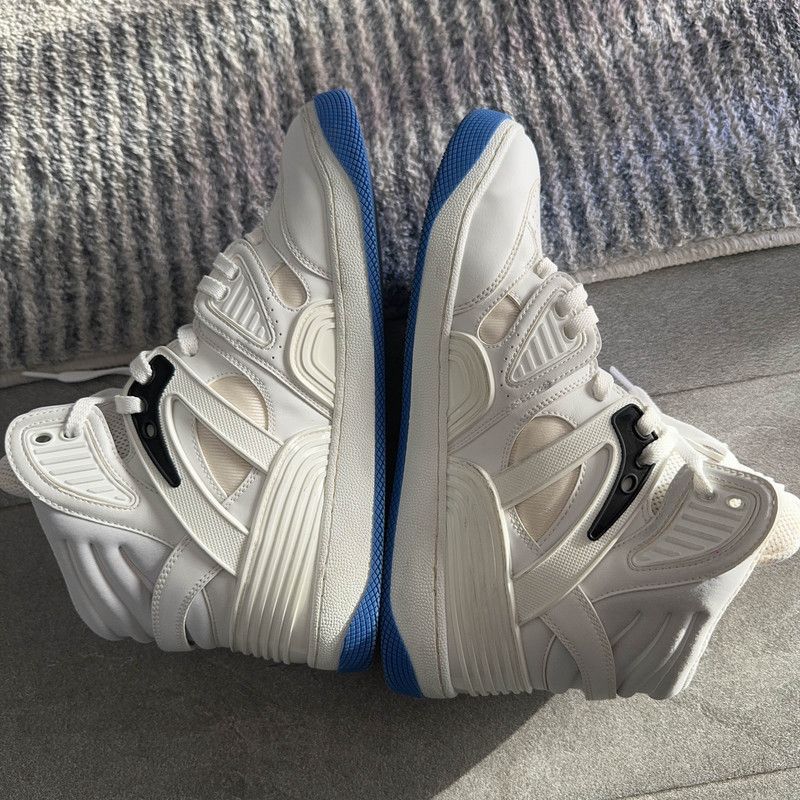 Gucci Gucci High-Top Basketball Sneakers in White and Blue 0079 Size US 7.5 / EU 40-41 - 7 Thumbnail