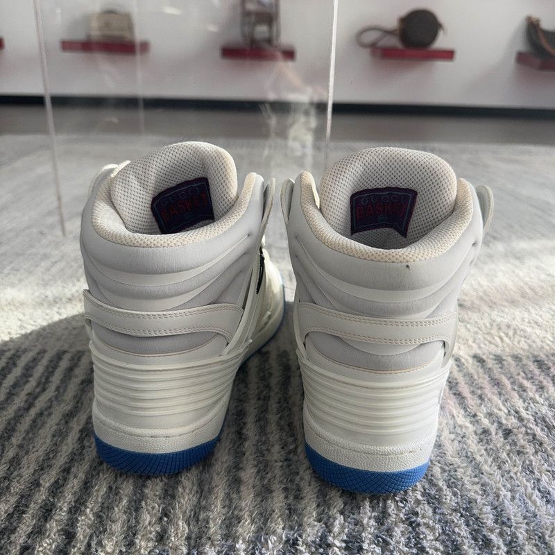 Gucci Gucci High-Top Basketball Sneakers in White and Blue 0079 Size US 7.5 / EU 40-41 - 3 Thumbnail