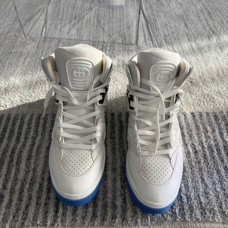 Gucci Gucci High-Top Basketball Sneakers in White and Blue 0079 Size US 7.5 / EU 40-41 - 2 Thumbnail