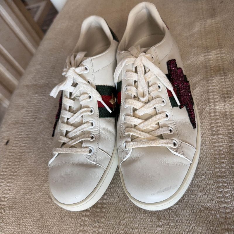 Gucci Gucci Stylish White Leather Sneakers with Red Green 0079 Size US 7.5 / EU 40-41 - 2 Thumbnail