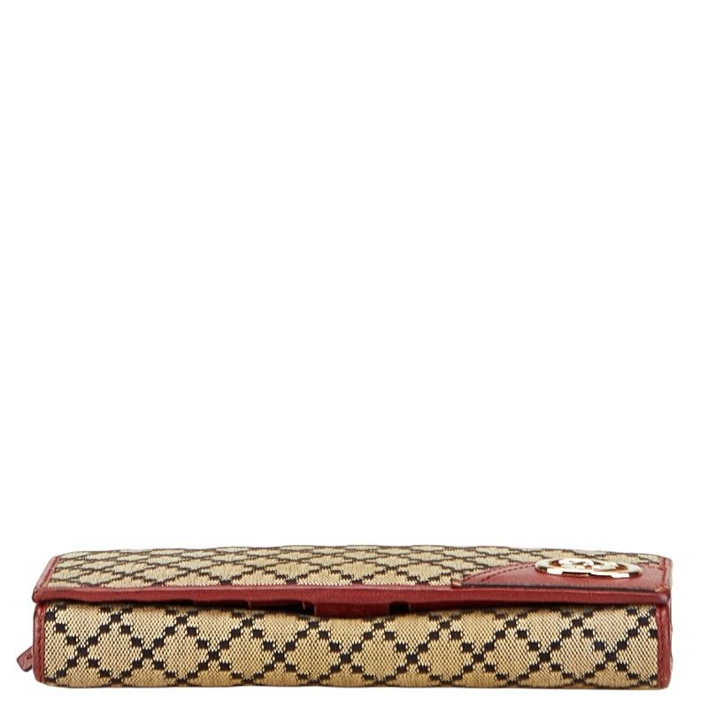 Gucci Gucci Gucci Diamante Interlocking Canvas Leather Long Wallet Canvas Long Wallet 204836 Size ONE SIZE - 3 Thumbnail