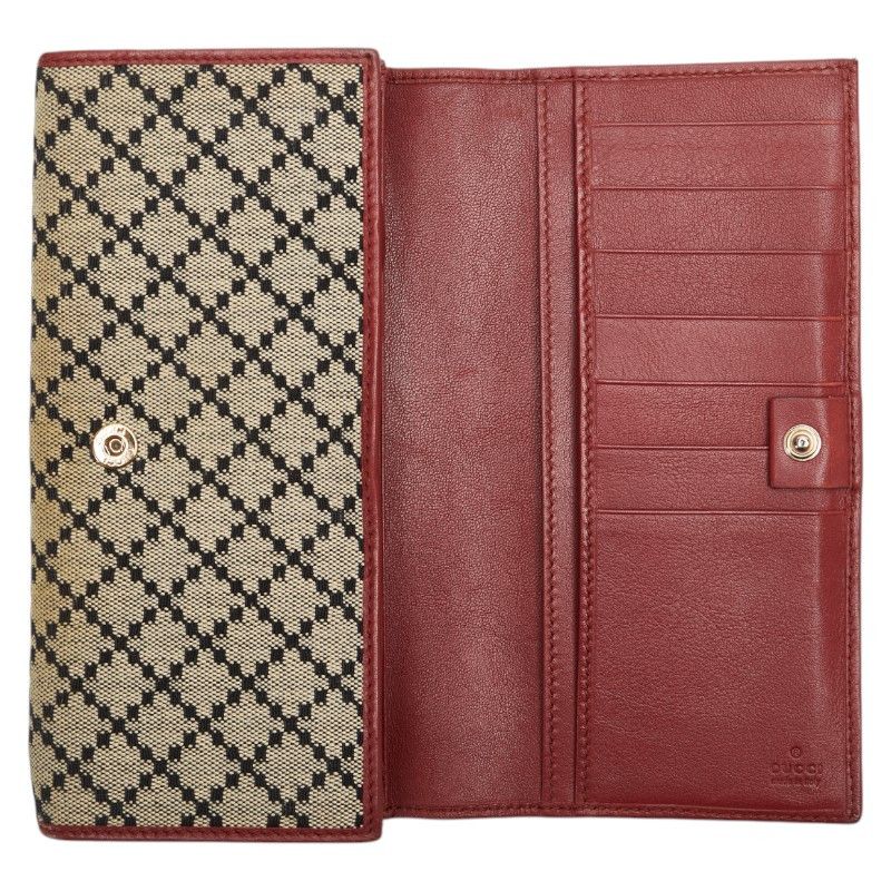 Gucci Gucci Gucci Diamante Interlocking Canvas Leather Long Wallet Canvas Long Wallet 204836 Size ONE SIZE - 6 Thumbnail