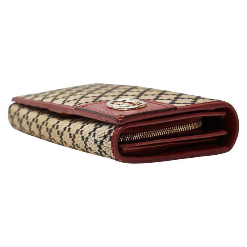 Gucci Gucci Gucci Diamante Interlocking Canvas Leather Long Wallet Canvas Long Wallet 204836 Size ONE SIZE - 5 Thumbnail