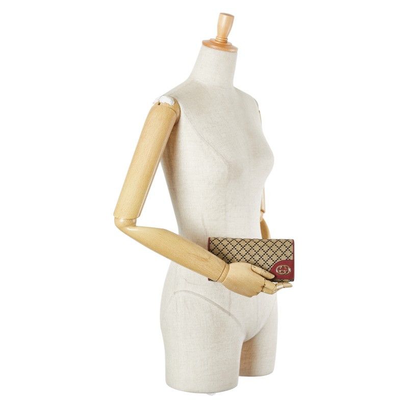 Gucci Gucci Gucci Diamante Interlocking Canvas Leather Long Wallet Canvas Long Wallet 204836 Size ONE SIZE - 11 Thumbnail