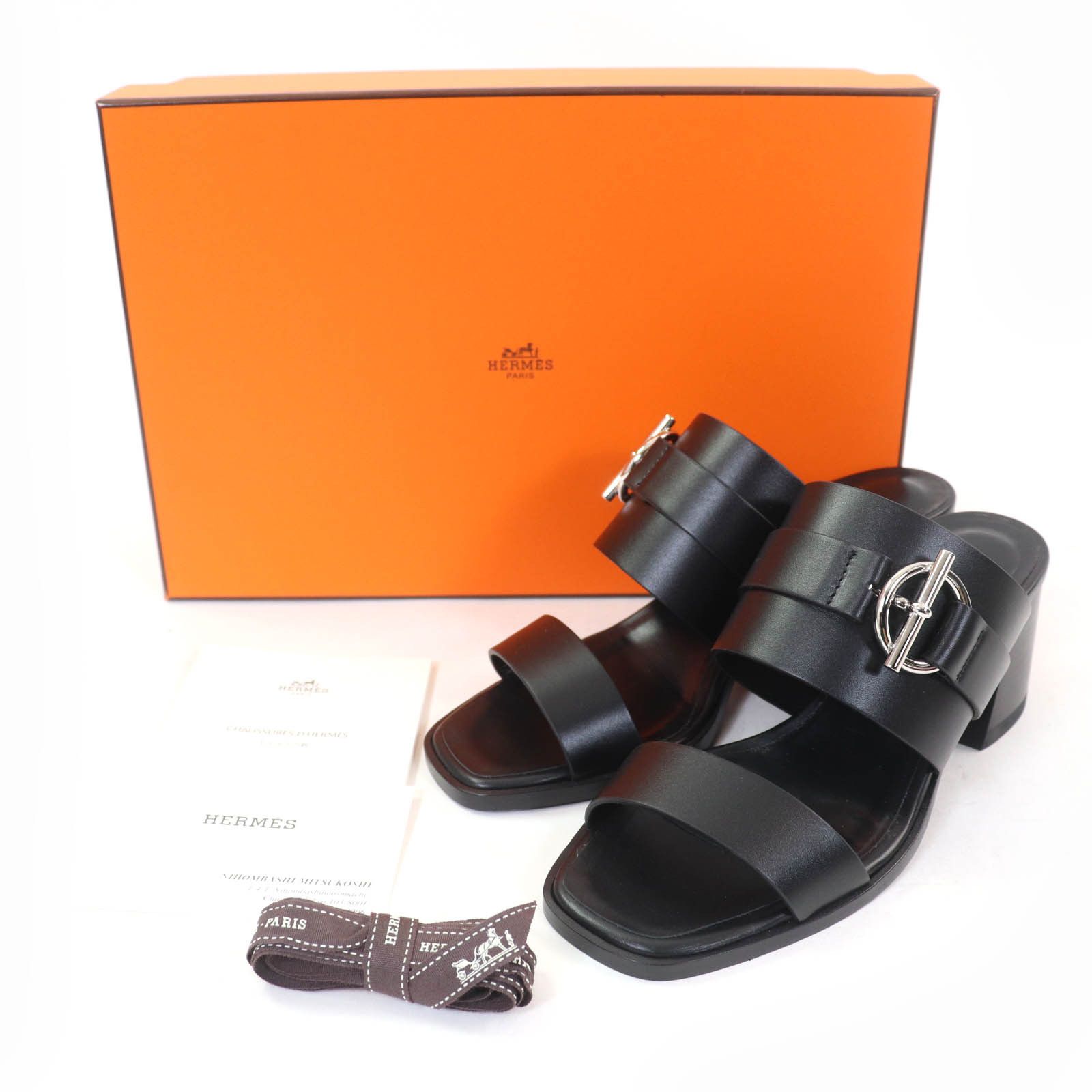 Hermes Hermes Glennan Metal Leather Sandals Leather Shoes DUTY FREE for USA