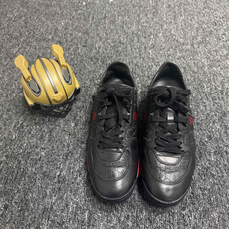 Gucci Gucci Black Leather Casual Sports Sneakers 0079 Size US 7.5 / EU 40-41 - 2 Thumbnail