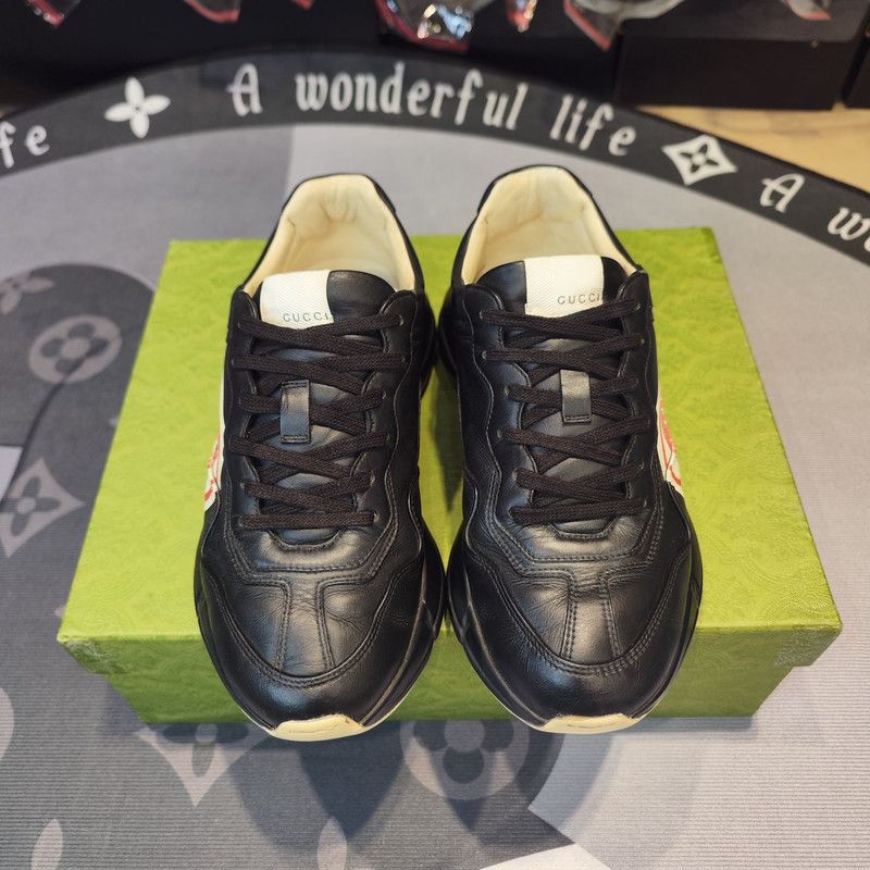 Gucci Gucci Rhyton Low-Top Black and Red Sneakers 0079 Size US 7.5 / EU 40-41 - 2 Thumbnail
