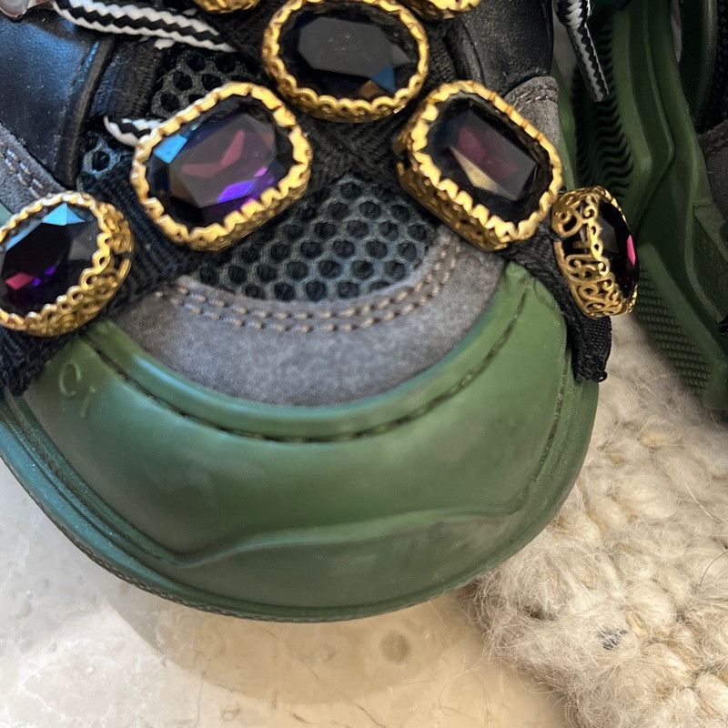 Gucci Gucci Flashtrek Crystal-Embellished Sneakers 0079 Size US 5.5 / EU 38 - 10 Thumbnail