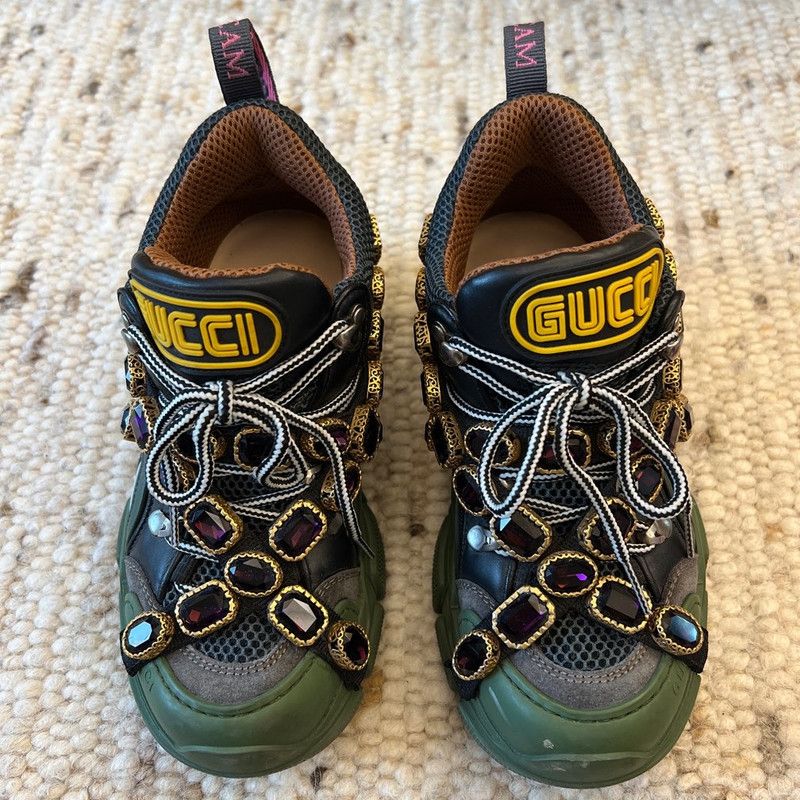 Gucci Gucci Flashtrek Crystal-Embellished Sneakers 0079 Size US 5.5 / EU 38 - 4 Thumbnail