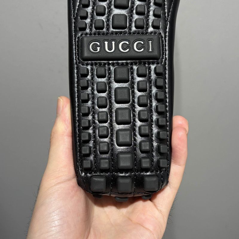 Gucci Gucci Black Leather Interlocking Loafers for Men 0079 Size US 8 / EU 41 - 9 Thumbnail