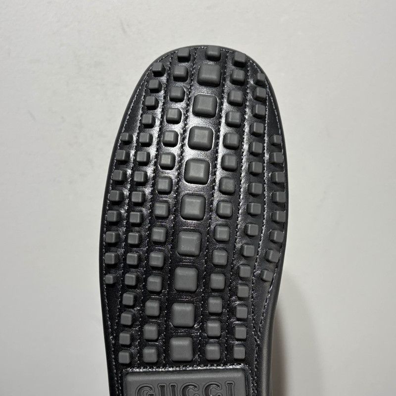 Gucci Gucci Black Leather Interlocking Loafers for Men 0079 Size US 8 / EU 41 - 8 Thumbnail