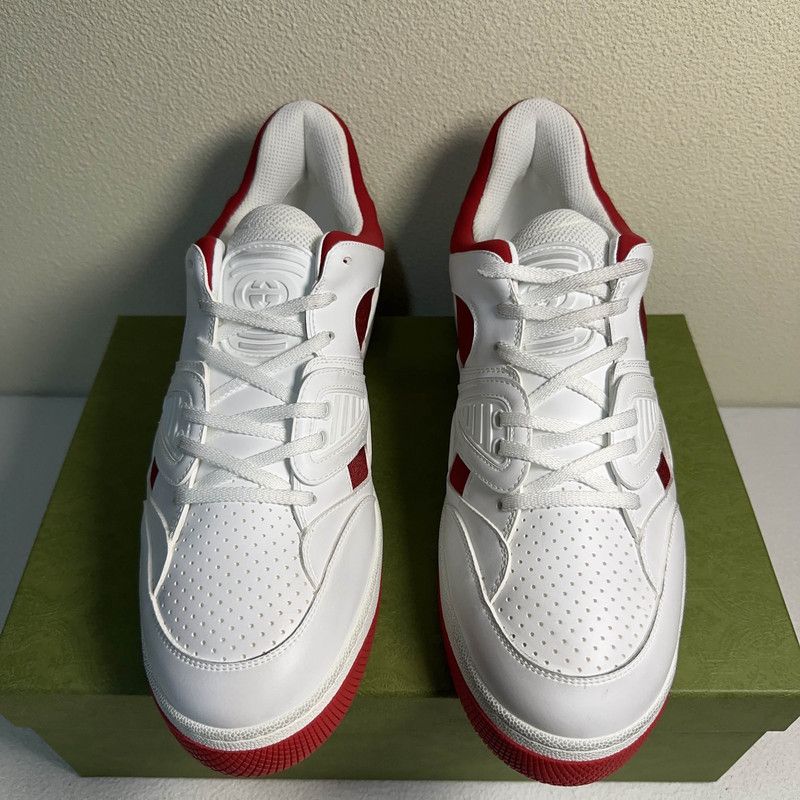 Gucci Gucci Red and White Low-Top Fashion Sneakers 0079 Size US 13 / EU 46 - 2 Thumbnail