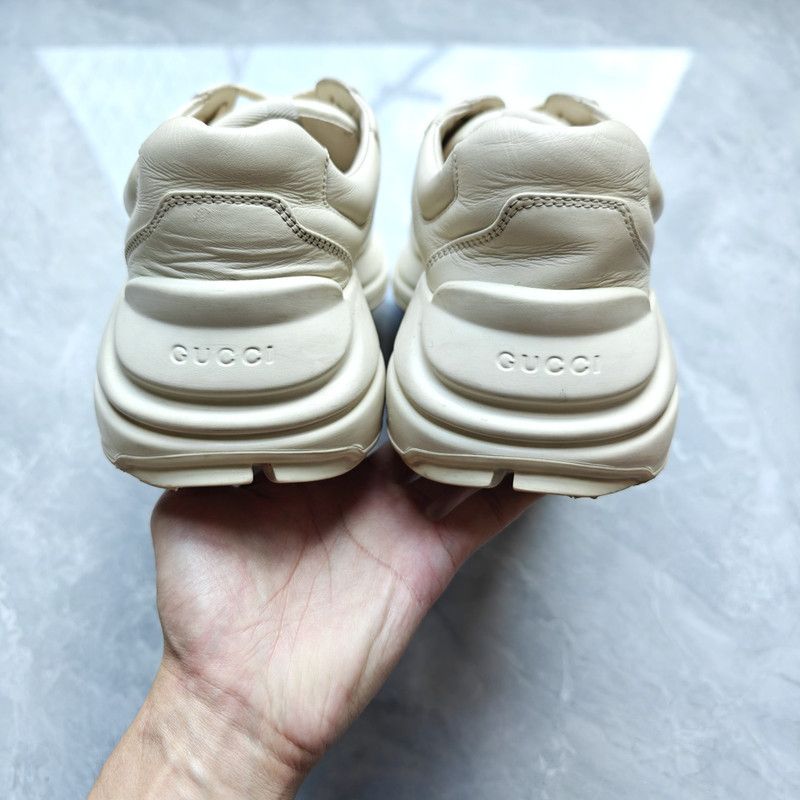 Gucci Gucci Rhython Leather Sneakers in Beige 0079 Size US 8 / EU 41 - 3 Thumbnail