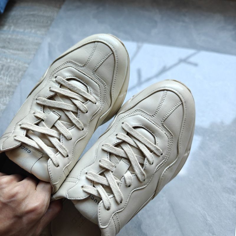 Gucci Gucci Rhython Leather Sneakers in Beige 0079 Size US 8 / EU 41 - 8 Thumbnail