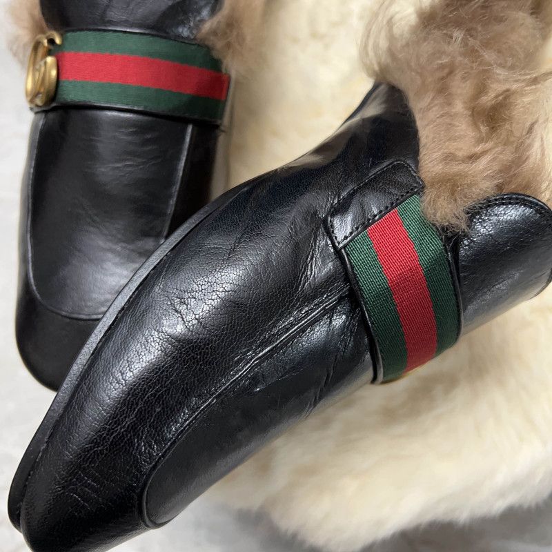 Gucci Gucci Black Fur-Lined Loafers for Men 0079 Size US 9.5 / EU 42-43 - 9 Thumbnail