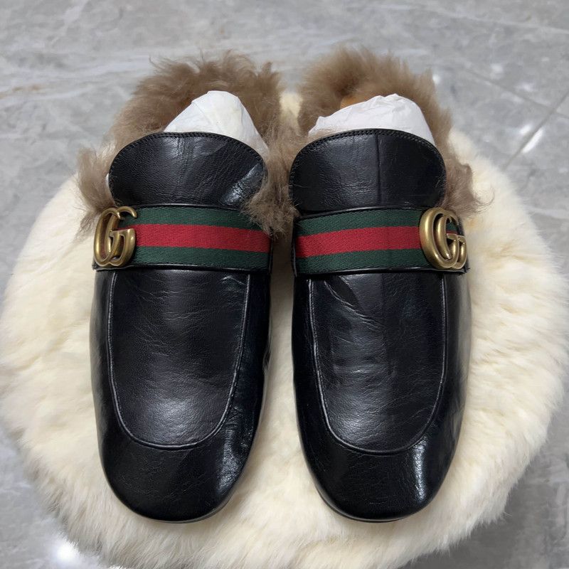 Gucci Gucci Black Fur-Lined Loafers for Men 0079 Size US 9.5 / EU 42-43 - 2 Thumbnail