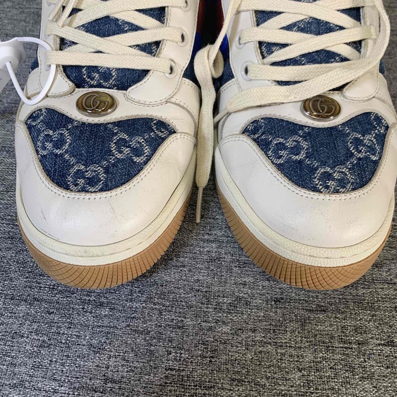 Gucci Gucci Screener Denim Sneakers in White and Blue 0079 Size US 9.5 / EU 42-43 - 6 Thumbnail