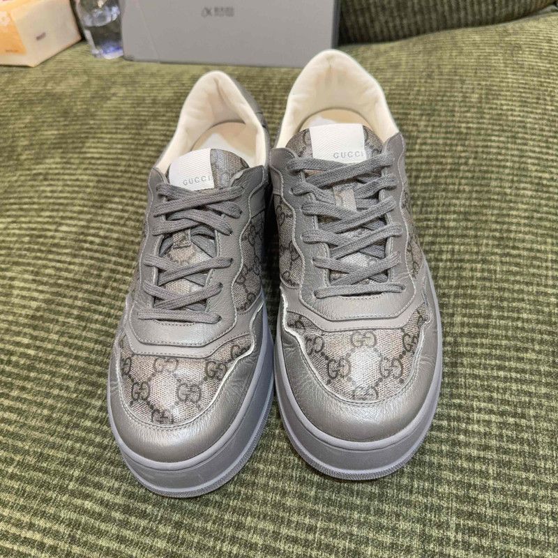 Gucci Gucci Gray Black Low-Top Fashion Sneakers for Men 0079 Size US 10.5 / EU 43-44 - 2 Thumbnail