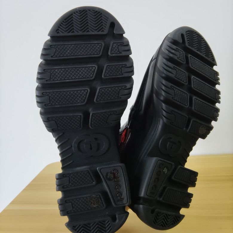 Gucci Gucci Leather GG Knit Ankle Boots in Red and Black 0079 Size US 8.5 / EU 41-42 - 4 Thumbnail