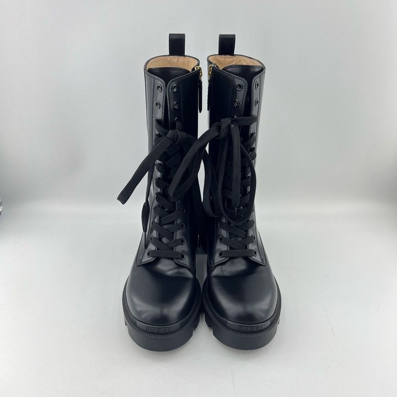 Gucci Gucci Women's Black Leather Ankle Boots 0079 Size US 7.5 / EU 40-41 - 2 Thumbnail