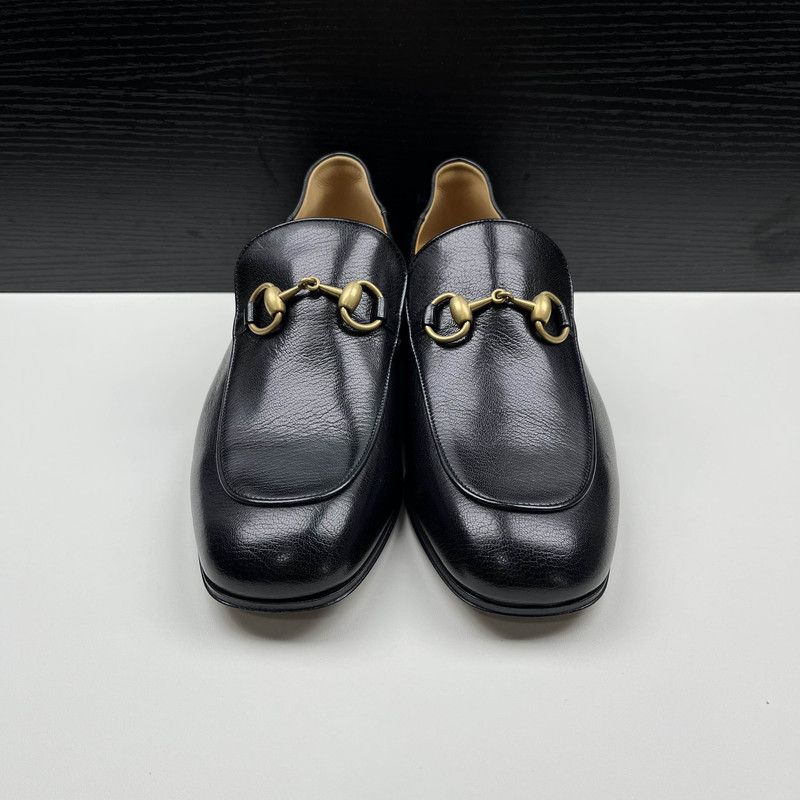 Gucci Gucci Jordaan Black Leather Slip-On Shoes 0079 Size US 7.5 / EU 40-41 - 2 Thumbnail