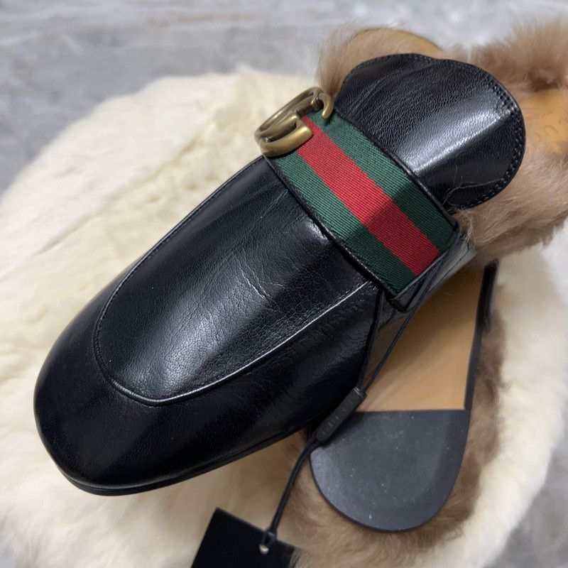 Gucci Gucci Princetown Black Fur Mules for Men 0079 Size US 9.5 / EU 42-43 - 7 Thumbnail