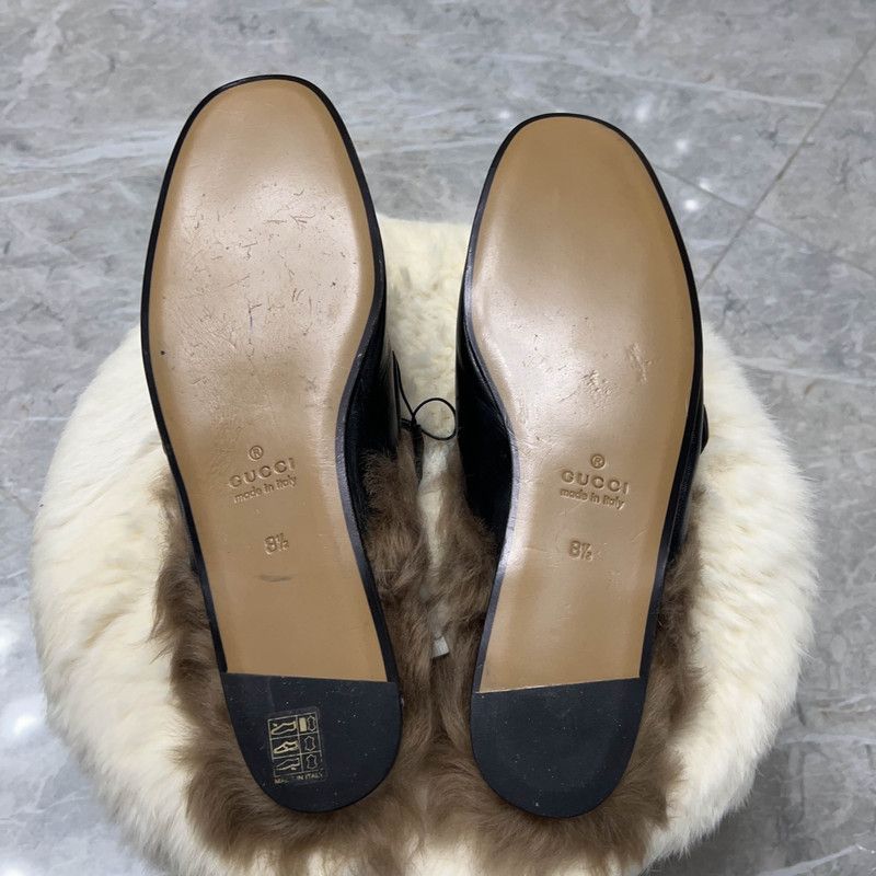 Gucci Gucci Princetown Black Fur Mules for Men 0079 Size US 9.5 / EU 42-43 - 3 Thumbnail