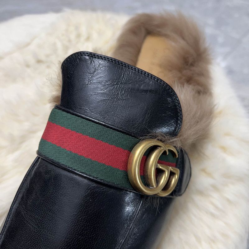 Gucci Gucci Princetown Black Fur Slide Slippers for Men 0079 Size US 8.5 / EU 41-42 - 9 Thumbnail