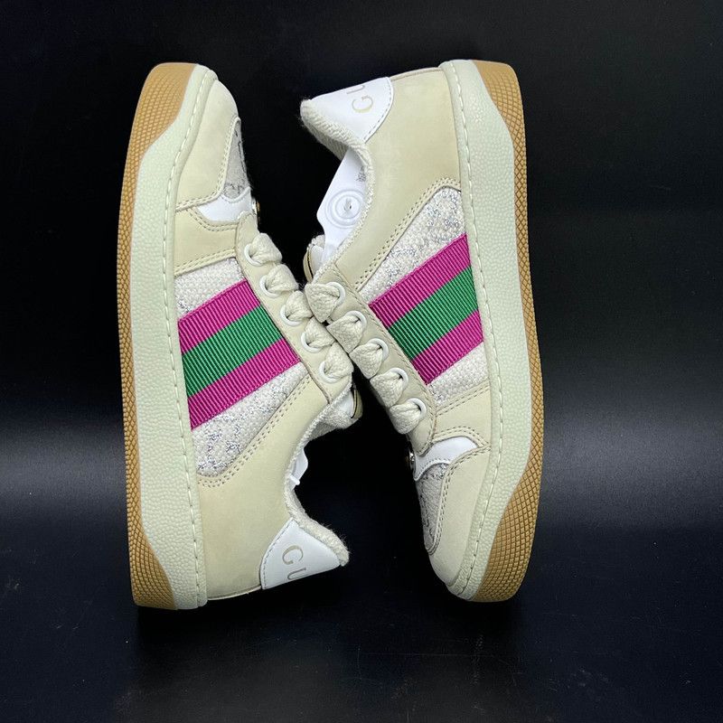 Gucci Gucci Kids Beige Round-Toe Low-Top Sneakers 0079 Size US 11 / EU 44 - 9 Thumbnail
