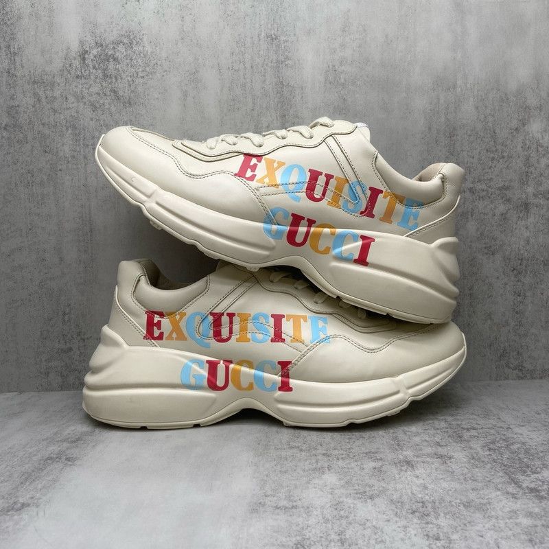 Gucci Gucci Rhyton Leather Low-Top Sneakers for Men 0079 Size US 9 / EU 42 - 2 Thumbnail