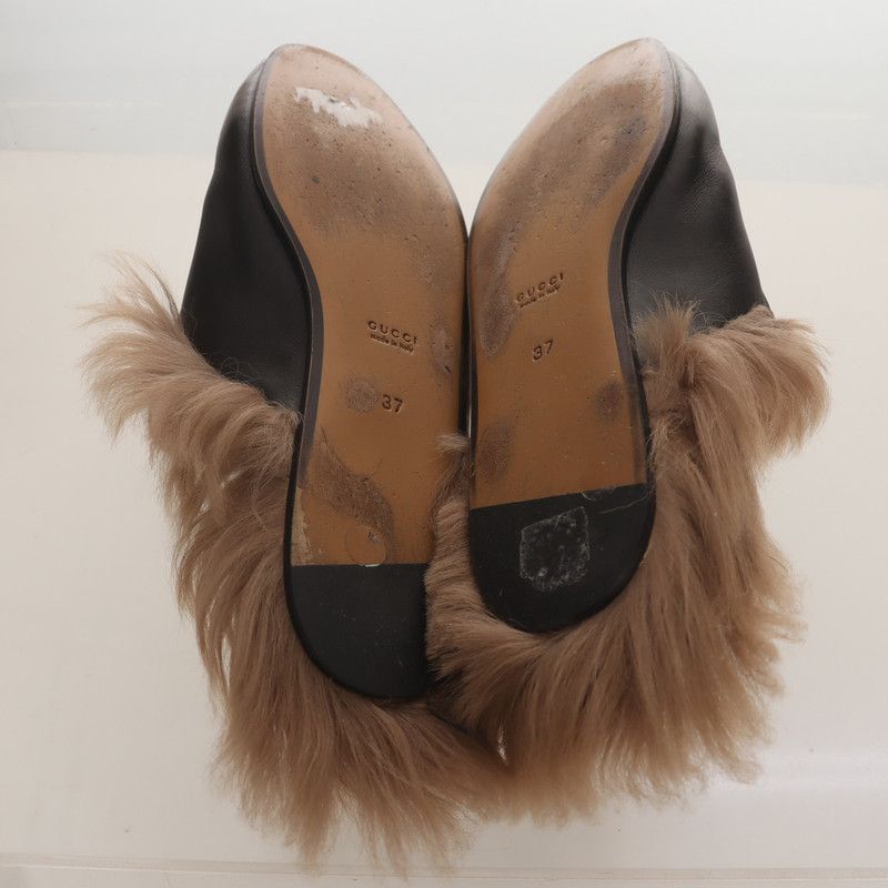 Gucci Gucci Black Lambskin Flat Mule Slippers 0079 Size US 6.5 / EU 39-40 - 4 Thumbnail