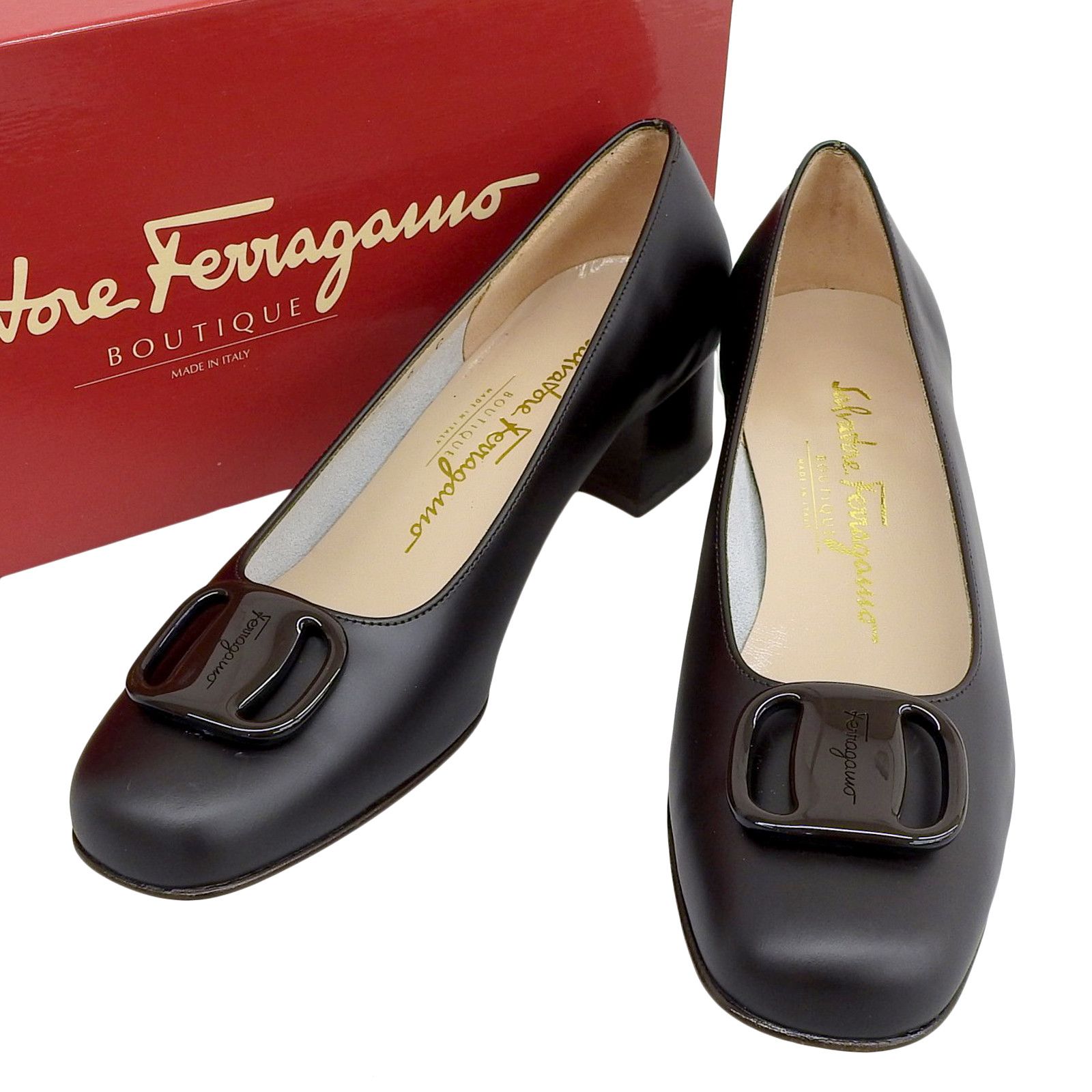 Salvatore Ferragamo Salvatore Ferragamo Salvatore Ferragamo Vala Leather Pumps Leather Shoes Size ONE SIZE - 2 Thumbnail
