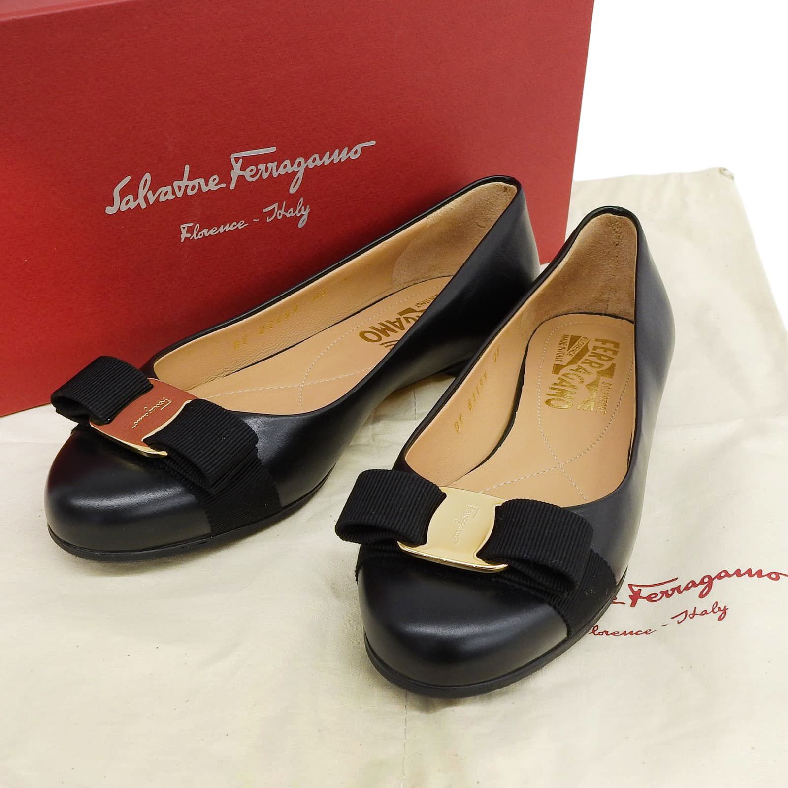 Salvatore Ferragamo Salvatore Ferragamo Salvatore Ferragamo VARINA Leather Pumps Leather Shoes DUTY FREE for USA Size ONE SIZE - 2 Thumbnail