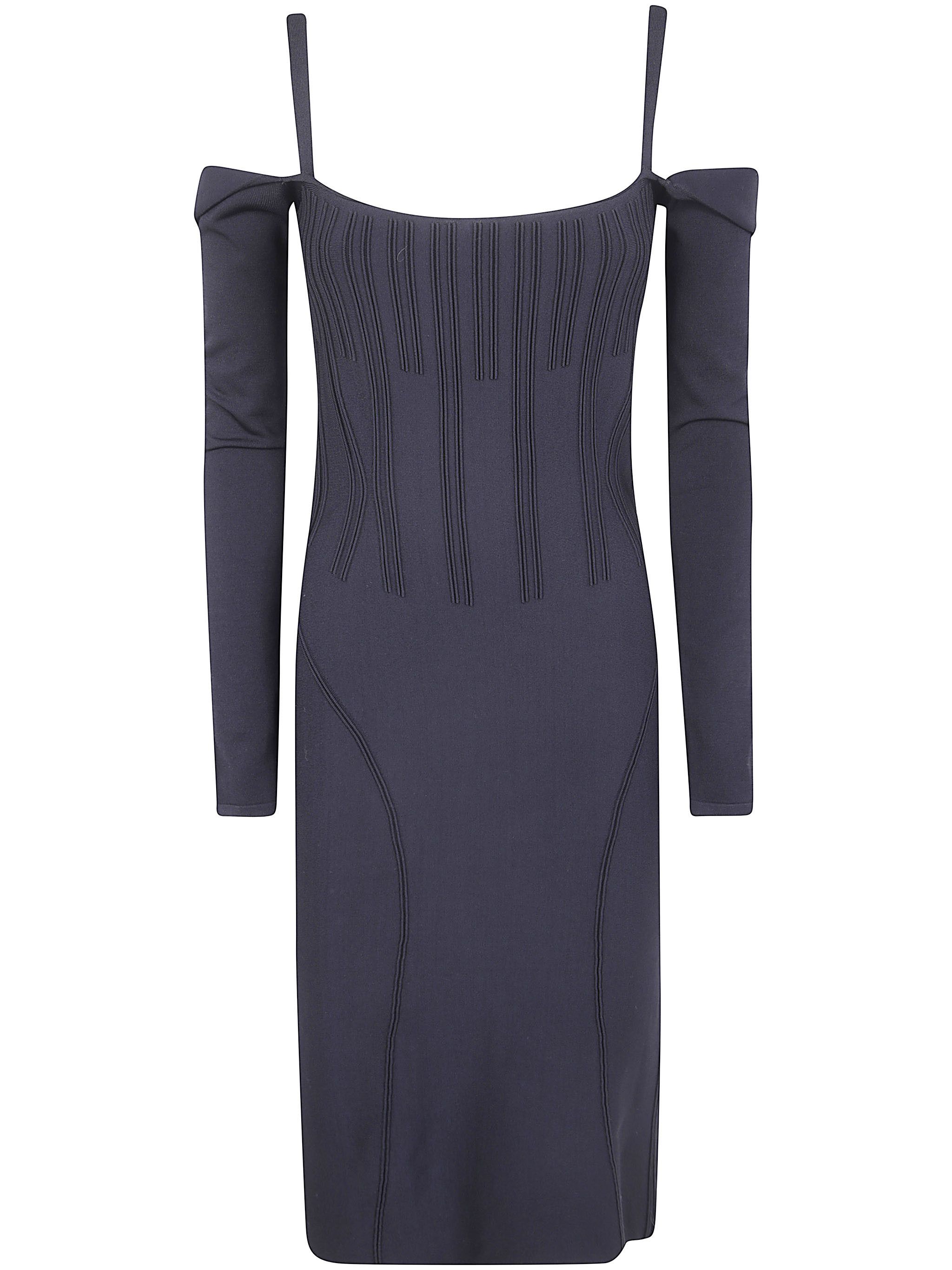 Mugler OFF SHOULDER LONG SLEEVE MIDI DRESS Size L / US 10 / IT 46 - 7 Thumbnail
