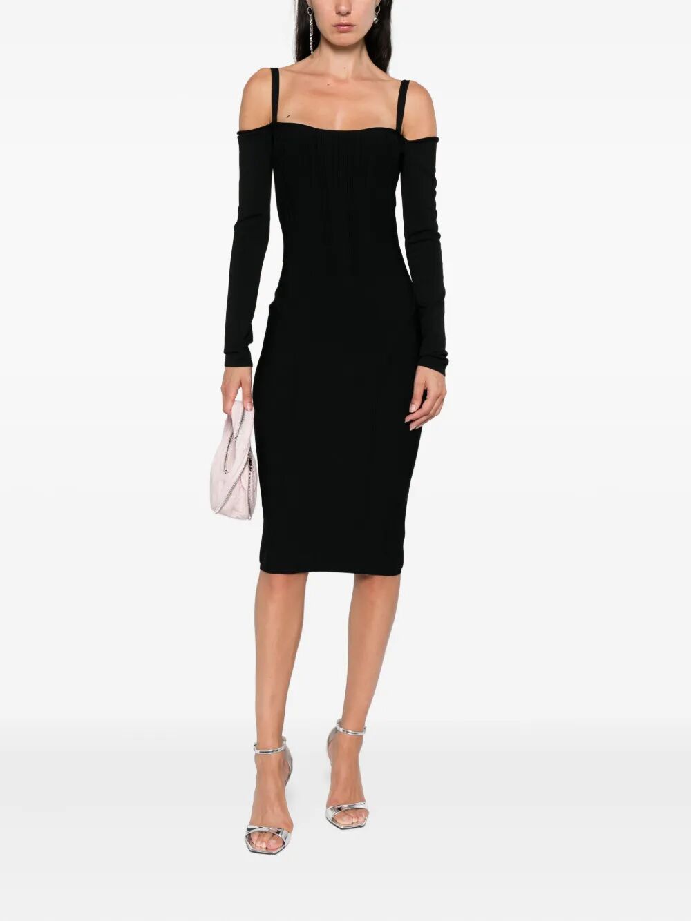 Mugler OFF SHOULDER LONG SLEEVE MIDI DRESS Size L / US 10 / IT 46 - 2 Thumbnail