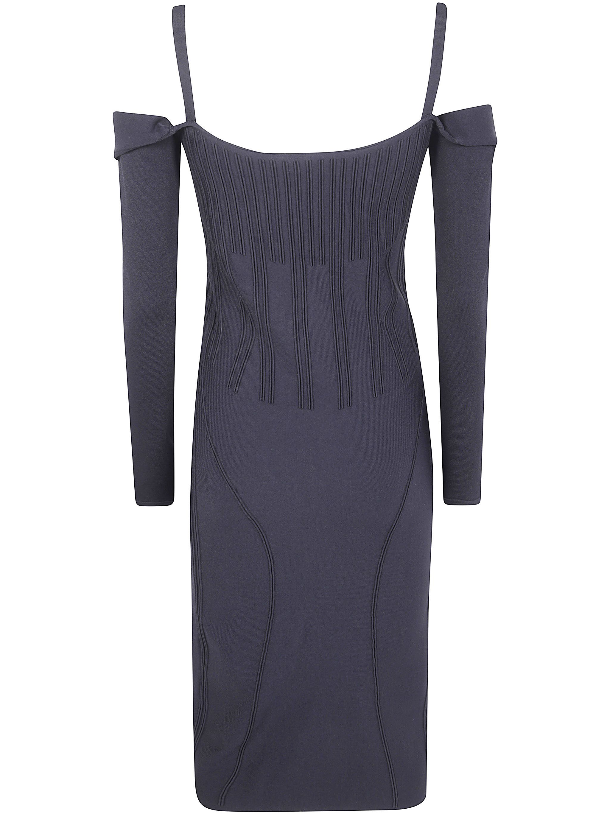 Mugler OFF SHOULDER LONG SLEEVE MIDI DRESS Size L / US 10 / IT 46 - 6 Thumbnail