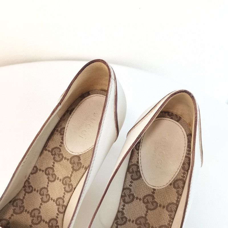 Gucci Gucci White Heels with Iconic Logo Detail 0079 Size US 8 / IT 38 - 5 Thumbnail