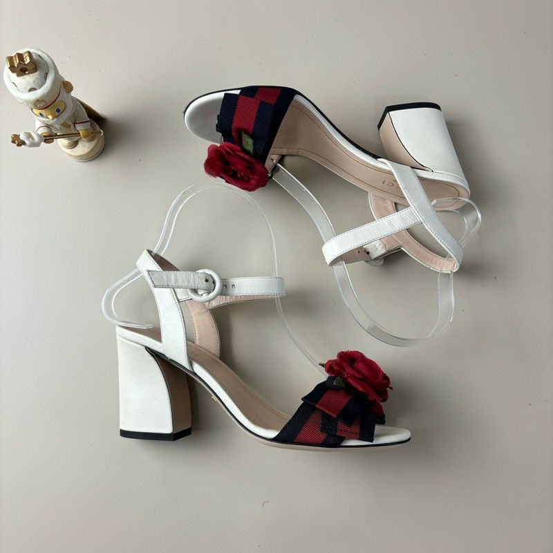 Gucci Gucci Beige High Heel Sandals with Floral Detail 0079 Size US 8 / IT 38 - 5 Thumbnail
