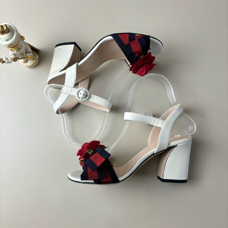 Gucci Gucci Beige High Heel Sandals with Floral Detail 0079 Size US 8 / IT 38 - 6 Thumbnail