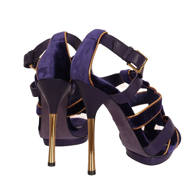 Gucci Gucci Malika Velvet Gladiator Heels in Purple 0079 Size US 8 / IT 38 - 5 Thumbnail