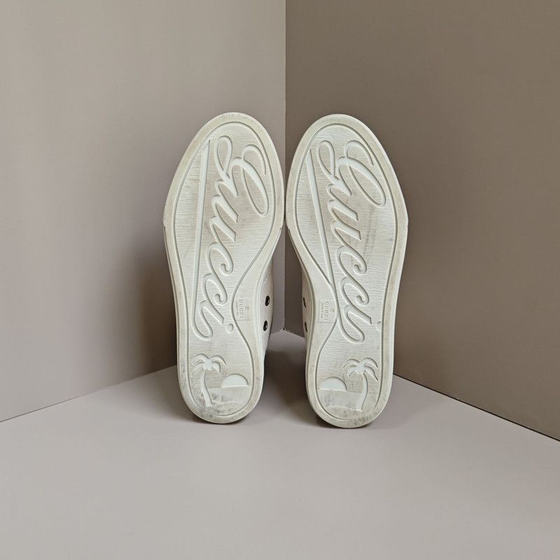 Gucci Gucci White Monogram Canvas High-Top Sneakers 0079 Size US 5 / IT 35 - 4 Thumbnail