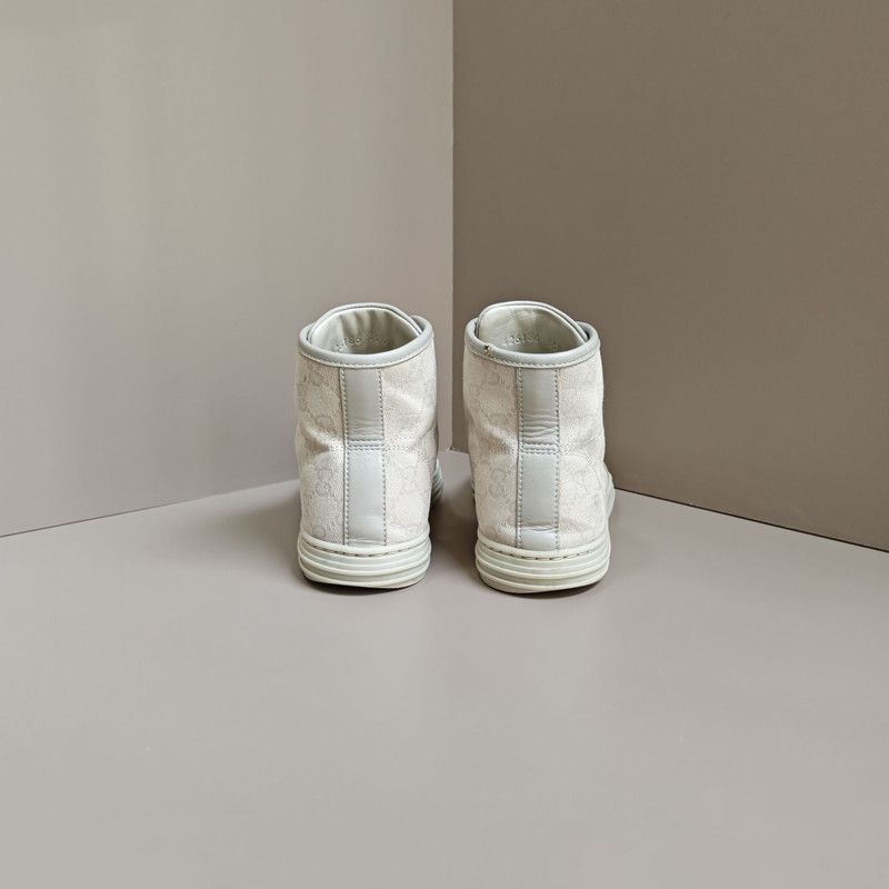 Gucci Gucci White Monogram Canvas High-Top Sneakers 0079 Size US 5 / IT 35 - 3 Thumbnail