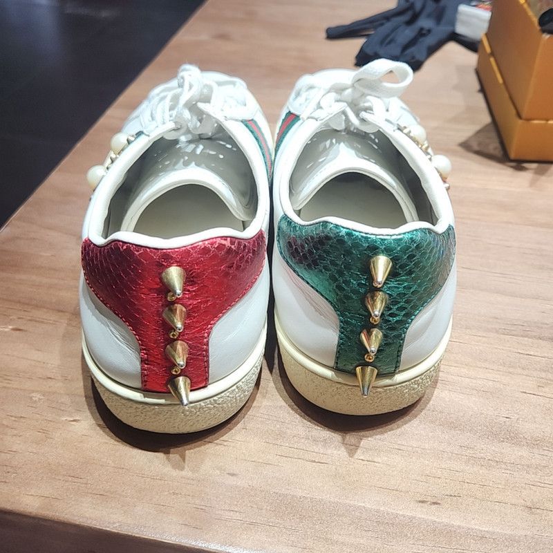 Gucci Gucci Ace Leather Studded Fashion Sneakers for Women 0079 Size US 6.5 / IT 36.5 - 3 Thumbnail