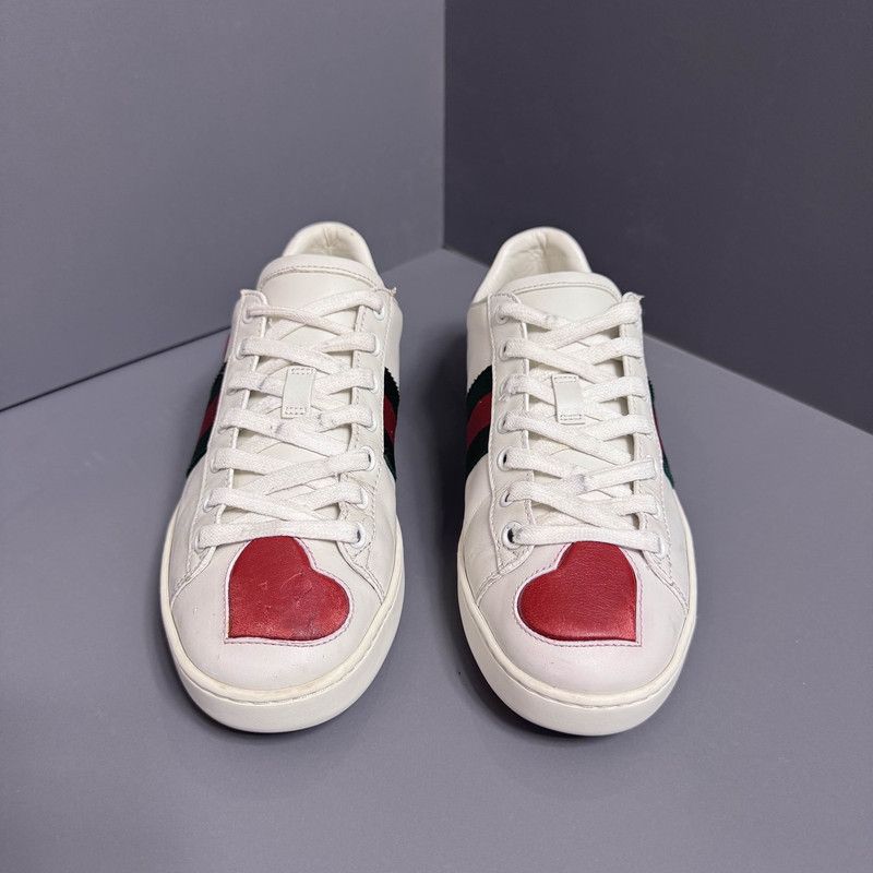 Gucci Gucci Ace Heart Pattern Sneakers for Women 0079 Size US 8 / IT 38 - 2 Thumbnail