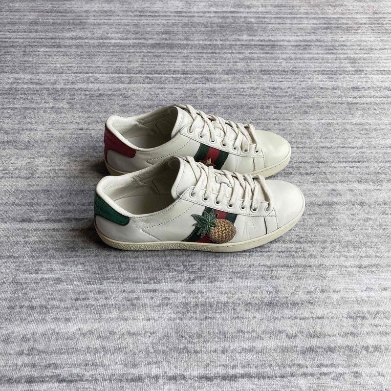 Gucci Gucci Ace Leather Pineapple Embroidered Sneakers 0079 Size US 5 / IT 35 - 6 Thumbnail