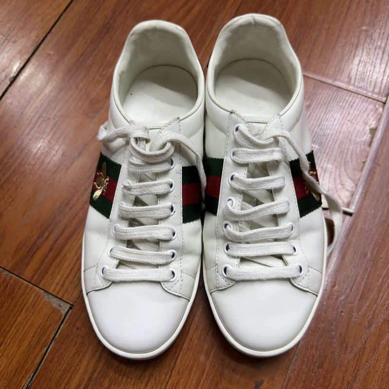 Gucci Gucci ACE Leather Embroidered Fashion Sneakers 0079 Size US 5 / IT 35 - 2 Thumbnail
