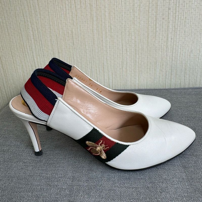 Gucci Gucci White Leather High Heel Shoes Size US 8 / IT 38 - 3 Thumbnail