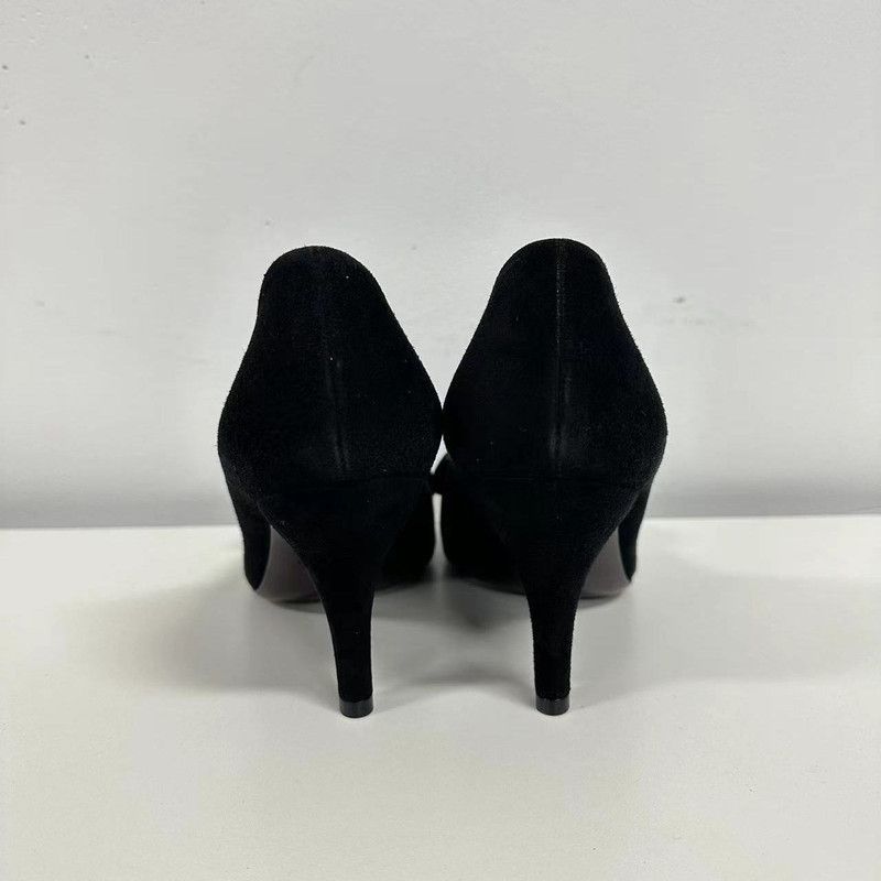 Gucci Gucci Black Suede Peep-Toe Heels with Bow Size US 8 / IT 38 - 2 Thumbnail